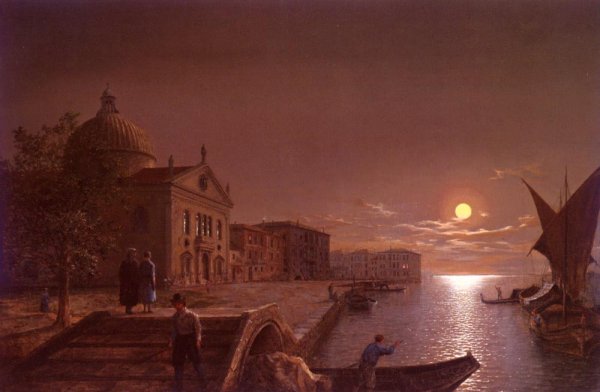 Moonlight In Venice by Henry Pether - Hand-Painted Oil Painting Reproduction