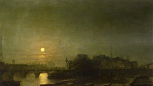 Moonlight Over the Seine by Henry Pether Oil Painting