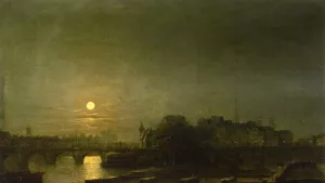 Moonlight Over the Seine by Henry Pether - Oil Painting Reproduction