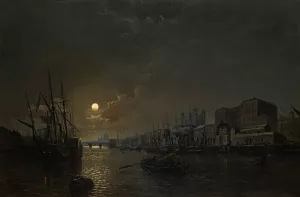 Port Of London by Henry Pether Oil Painting