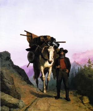 California Miner with Pack Horse by Henry Raschen - Oil Painting Reproduction