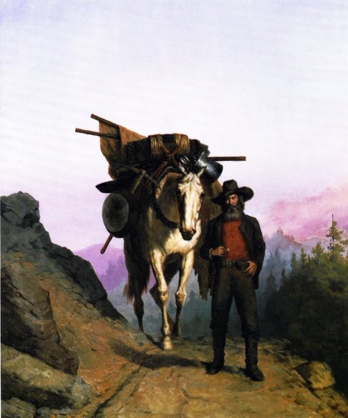 California Miner with Pack Horse by Henry Raschen - Hand-Painted Oil Painting Reproduction