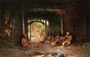 Interior of a Pomo Dwelling by Henry Raschen Oil Painting