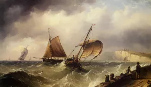 Fishing Vessels In Choppy Seas by Henry Redmore - Oil Painting Reproduction