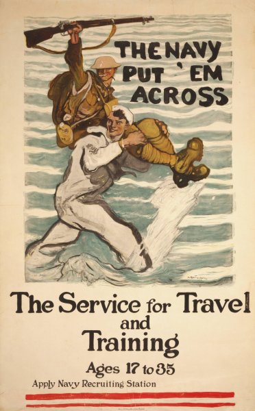 The Navy put 'em across The service for travel and training, ages 17 to 35  by Henry Reuterdahl - Hand-Painted Oil Painting Reproduction