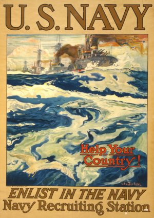 U.S. Navy - Help your country! Enlist in the Navy by Henry Reuterdahl Oil Painting
