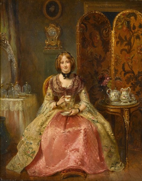 Portrait of the Lady Dorothy Nevill in Her Boudoir by Henry Richard Graves - Hand-Painted Oil Painting Reproduction