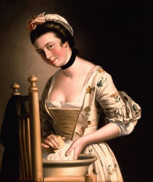 A Woman doing Laundry by Henry Robert Morland Oil Painting