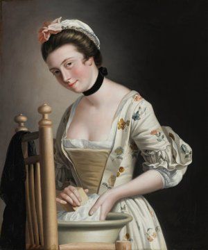 Portrait Of A Woman Washing Clothes, Possibly Maria, Countess Of Coventry by Henry Robert Morland Oil Painting