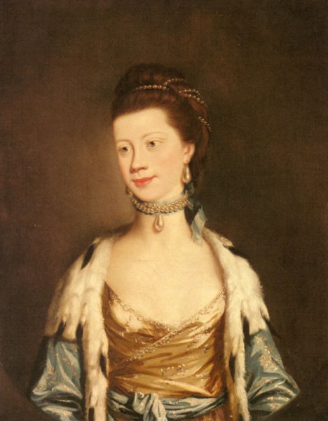 Portrait of Queen Charlotte 1744-1818 by Henry Robert Morland - Hand-Painted Oil Painting Reproduction