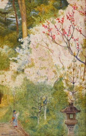 Cherry Blossom by Henry Roderick Newman Oil Painting