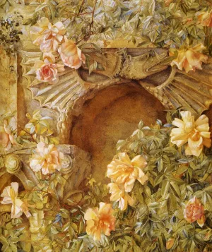 Italian Grotto also known as Roses and Dragons by Henry Roderick Newman - Oil Painting Reproduction