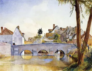 Pont de Minimes, Chartres by Henry Roderick Newman Oil Painting