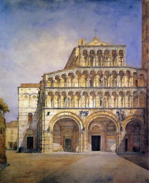 The Facade of the Duomo at Lucca by Henry Roderick Newman Oil Painting
