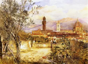 View of the Duomo fro the Mozzi Garden, Florence by Henry Roderick Newman Oil Painting