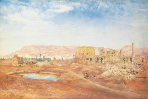 View Of The Temple Of Karnak From The Sacred Lake by Henry Roderick Newman Oil Painting