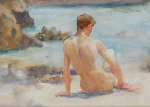 A Summer's Day by Henry Scott Tuke Oil Painting