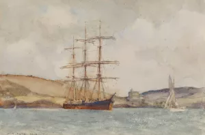 A Three-Master Lying Off St Catherine's Castle, Fowey by Henry Scott Tuke Oil Painting