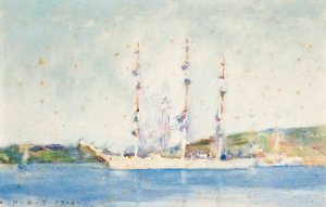 A Windjammer At Anchor Oil painting by Henry Scott Tuke