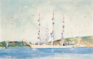 A Windjammer At Anchor by Henry Scott Tuke Oil Painting