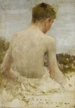 Back Of A Boy Bather by Henry Scott Tuke Oil Painting