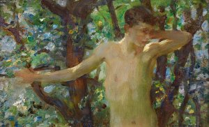 Half Length Study Of A Boy by Henry Scott Tuke Oil Painting