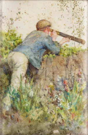 Man Looking Through A Telescope by Henry Scott Tuke Oil Painting