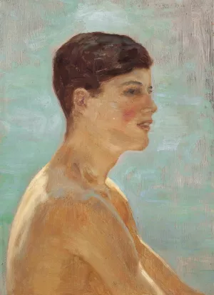 Profile of Donald Rolph by Henry Scott Tuke Oil Painting