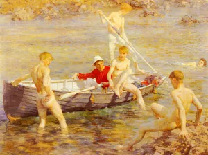 Ruby, Gold and Malachite by Henry Scott Tuke - Oil Painting Reproduction