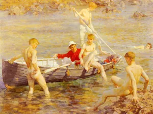 Ruby, Gold and Malachite Oil painting by Henry Scott Tuke