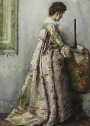 The Silk Gown, Portrait Of Maria Tuke Sainsbury by Henry Scott Tuke Oil Painting