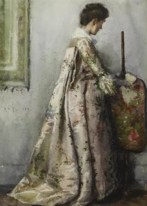 The Silk Gown, Portrait Of Maria Tuke Sainsbury by Henry Scott Tuke Oil Painting