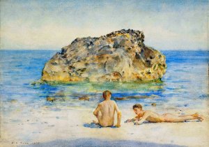 The Sunbathers Oil painting by Henry Scott Tuke