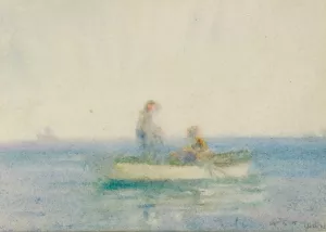 Two Figures In A Boat by Henry Scott Tuke Oil Painting