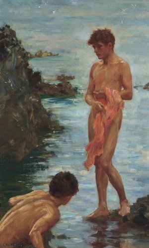 Variant on A Bathing Group by Henry Scott Tuke Oil Painting