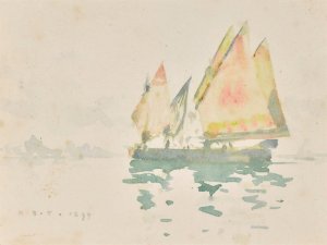 Venetian Barges by Henry Scott Tuke Oil Painting