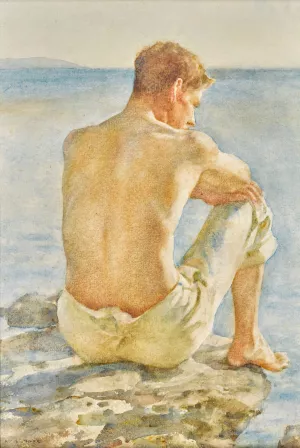Watching the sea by Henry Scott Tuke Oil Painting
