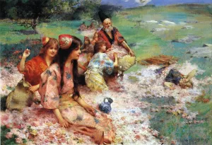 Rose Harvest by Henry Siddons Mowbray - Oil Painting Reproduction