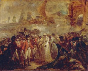 The Surrender of the Two Sons of Tipu Sahib, Sultan of Mysore, to Sir David Baird by Henry Singleton Oil Painting