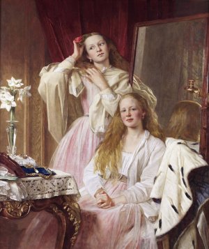 Emma And Federica Bankes Of Soughton Hall by Henry Tanworth Wells Oil Painting