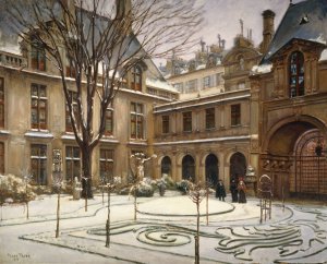 Le jardin du musee Carnavalet ; effet de neige by Henry Tenre Oil Painting