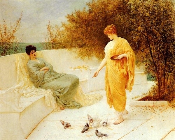 Feeding the Doves by Henry Thomas Schafer - Hand-Painted Oil Painting Reproduction