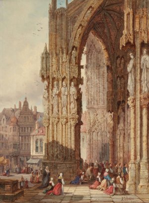Regensburg Cathedral of St. Peter, Germany by Henry Thomas Schafer Oil Painting