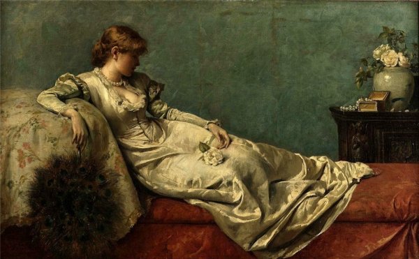 The Peacock Fan by Henry Thomas Schafer - Hand-Painted Oil Painting Reproduction