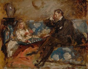 Hugh Hammersley and his daughter Eve by Henry Tonks Oil Painting