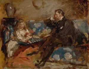 Hugh Hammersley and his daughter Eve Oil painting by Henry Tonks
