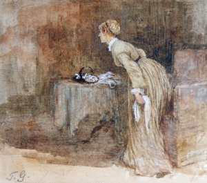 Interior, Woman Rising From Chair by Henry Towneley Green Oil Painting