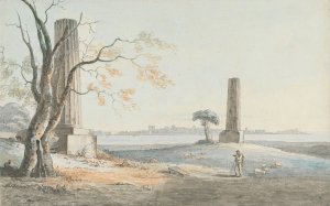 Remains of the Temple of Olypian Jove with a View of Ortygia, Syracuse by Henry Tresham Oil Painting