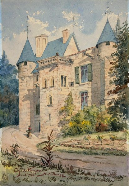 Chateau de Vouzan  by Henry Victor Burgy - Hand-Painted Oil Painting Reproduction