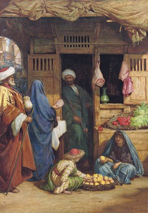 A Fruit Market, Suez by Henry Wallis Oil Painting